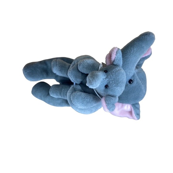 Kids Preferred Cuddle Beans 1997 plush 7" Beanbag Elephant And Baby Gray Vintage - Picture 3 of 10